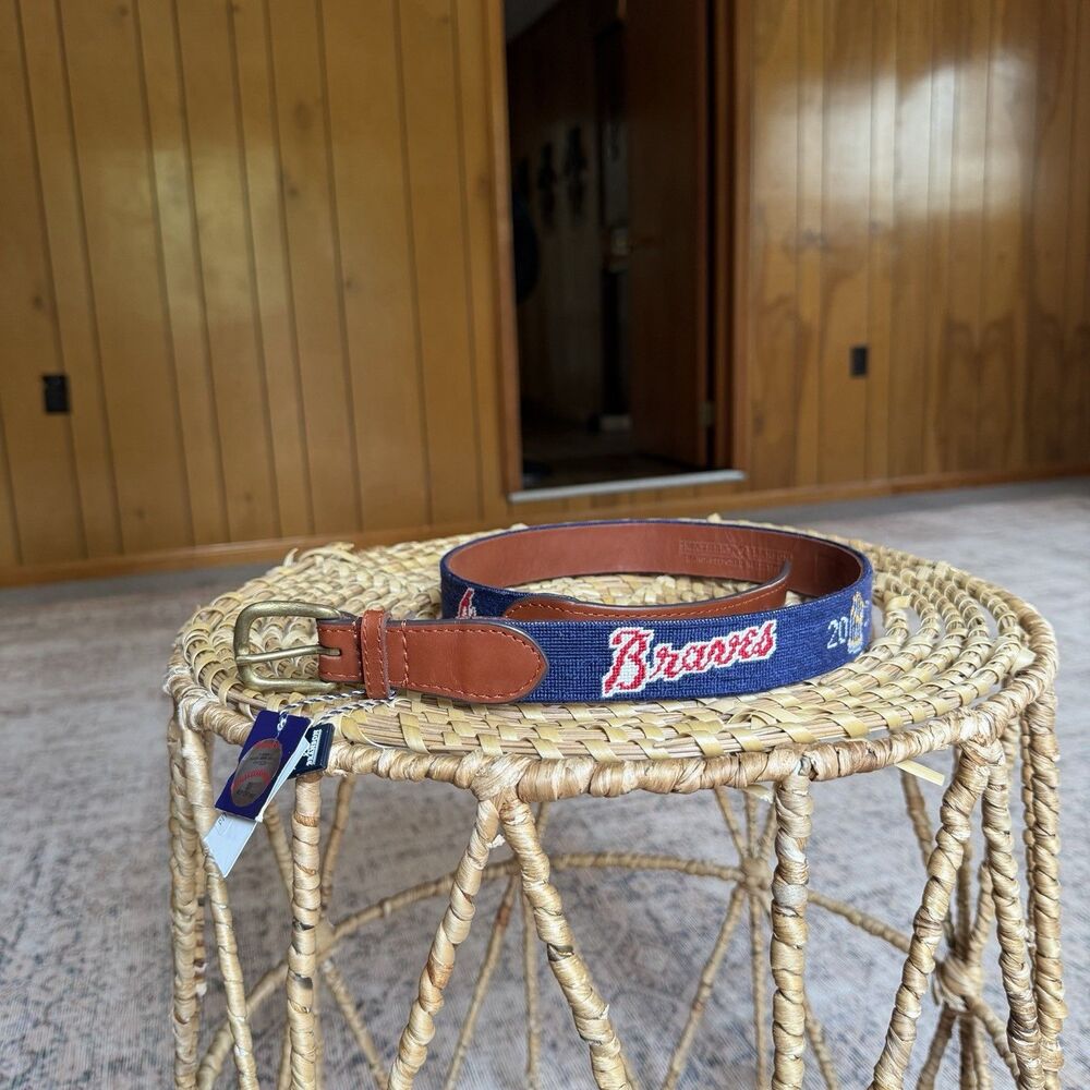 NWT Atlanta Braves 2021 World Series Needlepoint Belt by Smathers & Branson 32